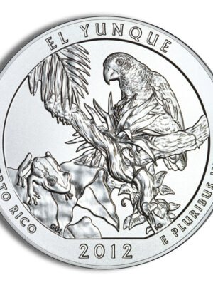 2012 America The Beautiful Quarters Five Ounce Silver Uncirculated Coin El Yunque Puerto Rico Reverse 2012 5 oz ATB El Yunque Silver Coin - BU