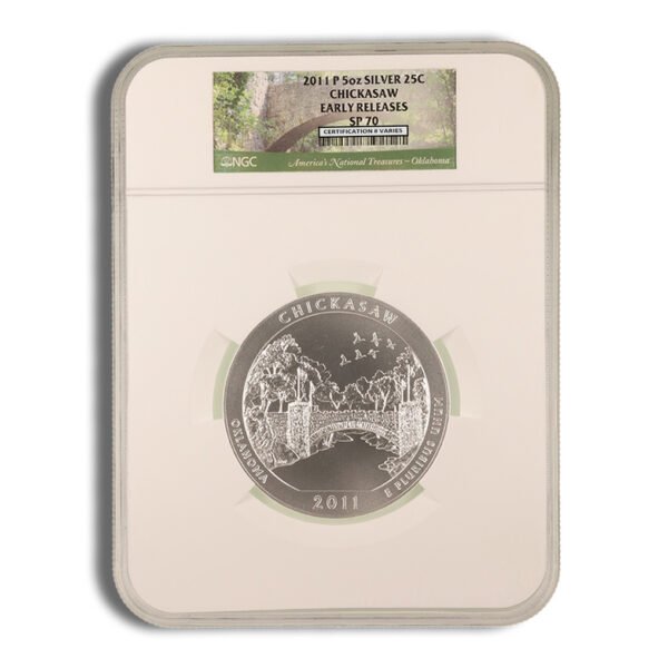 2011-P 5 oz ATB Chickasaw Silver Coin NGC SP70