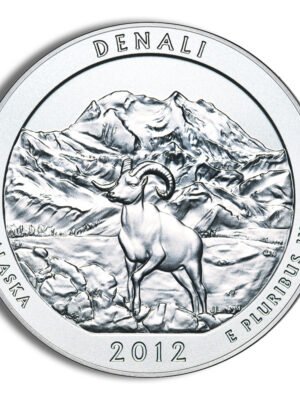2012 America The Beautiful Quarters Five Ounce Silver Uncirculated Coin Denali Alaska Reverse 2012-P 5 oz ATB Denali Silver Coin - Burnished (Cap Only)