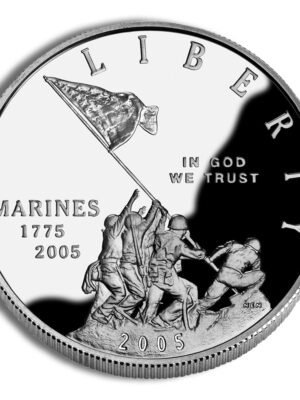 2005 United States Marine Corps Commemorative Silver One Dollar Proof Obverse 2005-P width=