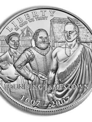 2007 Jamestown Quadricentennial Commemorative Silver One Dollar Uncirculated Obverse 2007-P width=