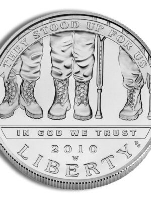 2010 American Veterans Disabled For Life Commemorative Silver One Dollar Uncirculated Obverse 2010-W width=