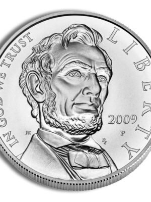 2009 Abraham Lincoln Commemorative Silver One Dollar Uncirculated Obverse 2009-P width=