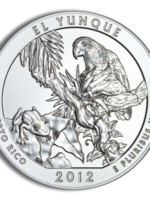 2012 America The Beautiful Quarters Five Ounce Silver Uncirculated Coin El Yunque Puerto Rico Reverse 2012-P 5 oz ATB El Yunque Silver Coin - Burnished (Cap Only)