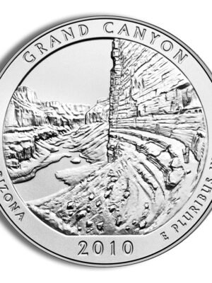 2010 America The Beautiful Quarters Five Ounce Silver Uncirculated Coin Grand Canyon Arizona Reverse 2010-P 5 oz ATB Grand Canyon Silver Coin - Burnished (Cap Only)