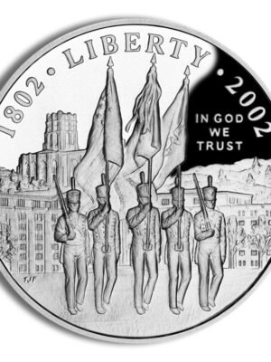 2002 West Point Bicentennial Commemorative Silver One Dollar Proof Obverse 2002-W width=