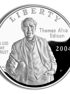 2004 Thomas Edison Commemorative Silver One Dollar Proof Obverse 2004-P width=