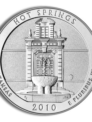 2010 America The Beautiful Quarters Five Ounce Silver Uncirculated Coin Hot Springs Arkansas Reverse 2010 5 oz ATB Hot Springs Silver Coin - BU