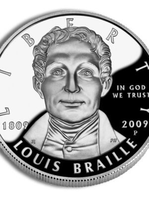 2009 Louis Braille Bicentennial Commemorative Silver One Dollar Proof Reverse 2009-P width=