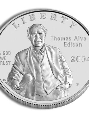 2004 Thomas Edison Commemorative Silver One Dollar Uncirculated Obverse 2004-P width=