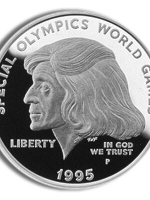 1995 Special Olympics World Games Commemorative Silver One Dollar Proof Obverse 1995-P width=