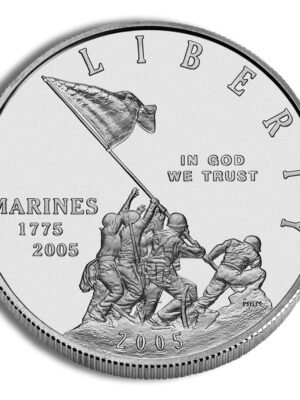 2005 United States Marine Corps Commemorative Silver One Dollar Uncirculated Obverse 2005-P width=