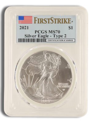 id10079646c3373346hzLxPU5wBN0UvI4nAnt7ycAP0TEJKv4OeK5WEAISJ1YPRRhYcext-1.jpg 2021 Silver Eagle PCGS MS70 First Strike (Type 2)