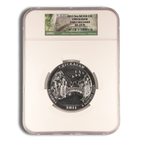 2011 5 oz ATB Chickasaw Silver Coin NGC MS69PL