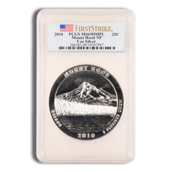 2010 5 oz ATB Mt Hood Silver Coin PCGS MS69PL