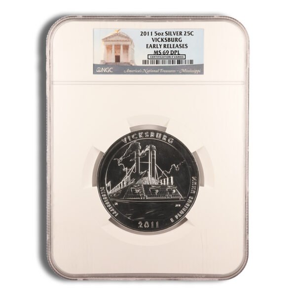 2011 5 oz ATB Vicksburg Silver Coin PCGS MS69PL