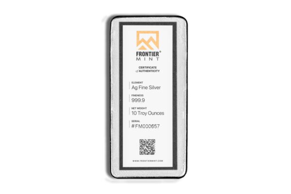 10 oz Silver Bar - Frontier Mint (Frosted)