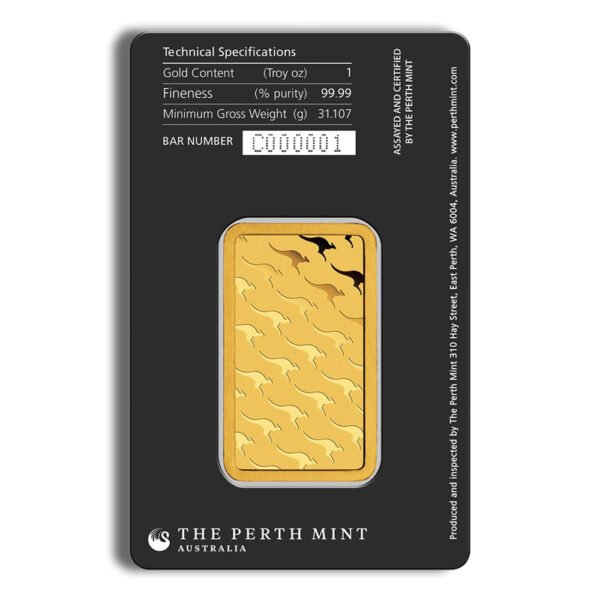 1 oz Gold Bar - Perth Mint (Black Card)