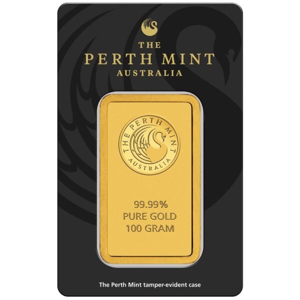 id3342395c3373346hEeEX2dhmHgWB5umLlztjsf9D49crY7R6N5OBd9AFR42GkrQPext-1.jpg 100 gram Gold Bar - Perth Mint (Carded)