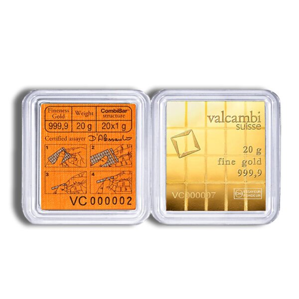 20 x 1 gram .9999 Valcambi CombiBarÂ Gold (In Assay)