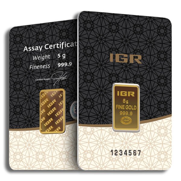 5 gram Gold Bar - IGR Metals (Carded)Â Â 