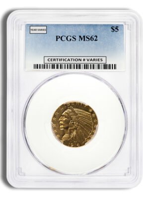  Gold Indian Half Eagle - PCGS MS62