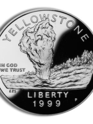 1999 Yellowstone National Park Commemorative Silver One Dollar Proof Obverse 1999-P width=