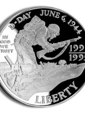 1991-1995 Wwii Fiftieth Anniversary Commemorative Silver One Dollar Proof Obverse 1993-W width=