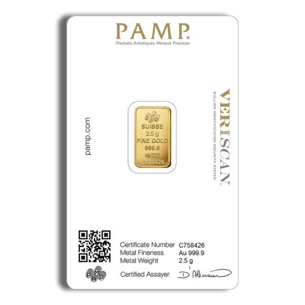 2.5 gram Gold Bar - PAMP Fortuna (Carded)