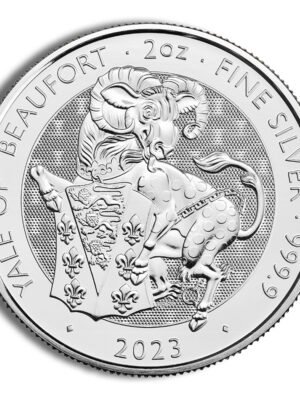 Full page photo 2023 2 oz Silver Great Britain Tudor Beasts - Yale of Beaufort