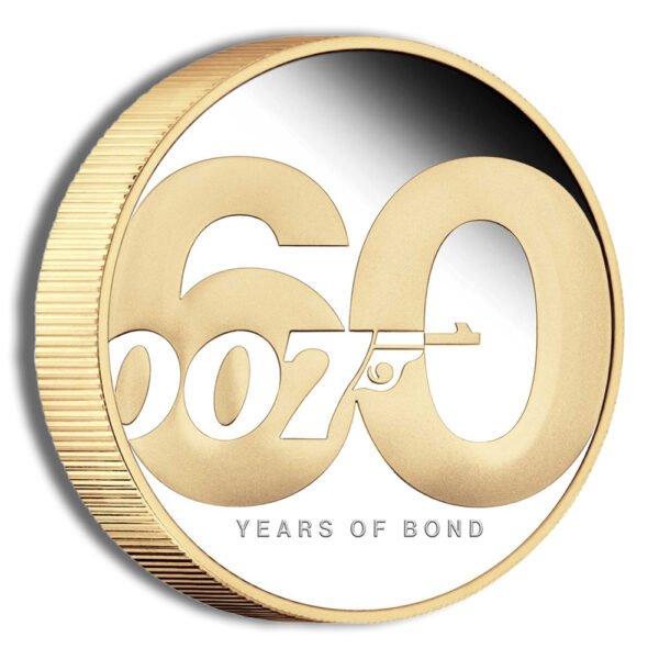 2022 2 oz Silver 60 Years of Bond Proof Gilded Coin