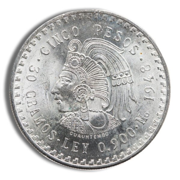 Mexico Silver 5 Pesos Cuauhtemoc (1947-1948)