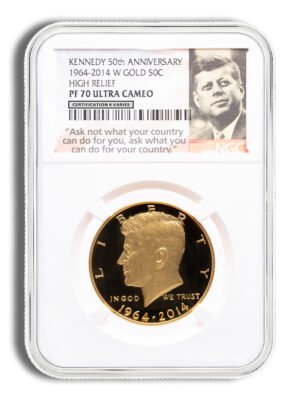 2014-W 3/4 oz JFK Half Dollar Gold Coin NGC PF70 (Label Varies)