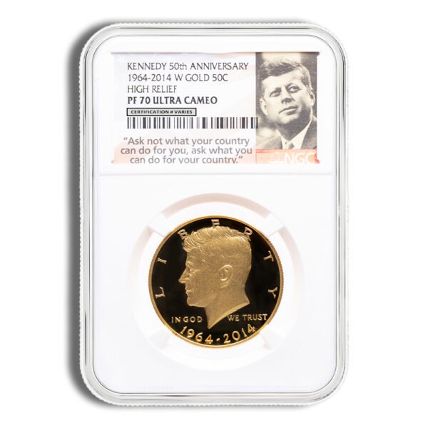 2014-W 3/4 oz JFK Half Dollar Gold Coin NGC PF70 (Label Varies)
