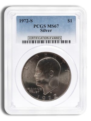 id5290981c3373346hCVlLU6hmSVIHiHBBeNBmUXDeJXUc2h4tHZ_cpp_6tbUGHY3Zext-1.jpg 1972-S Ike Dollar - PCGS MS67