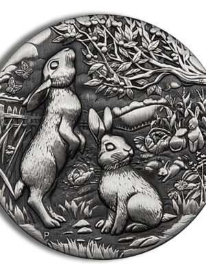 id5291005c3373346hH6id0_ukDs1Af6E-o-aqOlPvlpQi_imbrUdMz7FwThw-WiPtext-1.jpg 2023 2 oz Australia Silver Lunar Rabbit BU - Series III - Antiqued