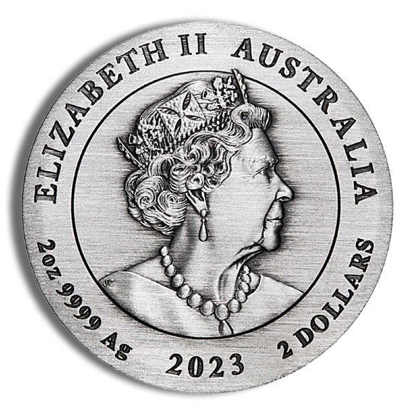 2023 2 oz Australia Silver Lunar Rabbit BU - Series III - Antiqued