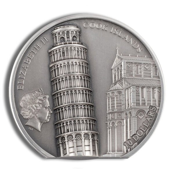 2022 2 oz Silver Cook Islands Leaning Tower of Pisa Coin